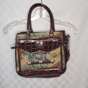 Horse Tapestry Purse With Silver Hearts
